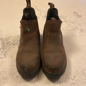 Tiger Womens slip on steel toe CSA boots, brown leather